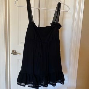 Juicy Couture Black Silk Chiffon Ruffle Top